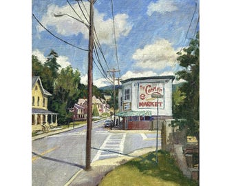 The Corner Market - 22x30 Oil Painting Cityscape
