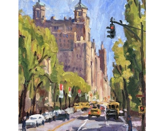 8x10 Oil Painting Cityscape - Springtime on Central Park West/NYC