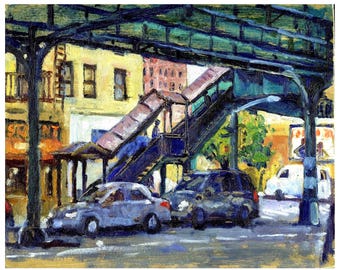 NYC Oil Painting - Subway at 215th Street/Inwood - 8x10 Cityscape