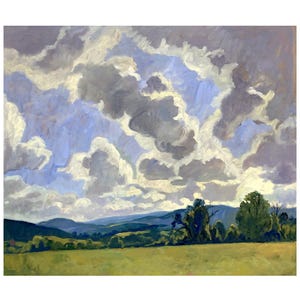 Large Oil Painting - Summer Sky/Berkshires - 20x24 Oil on Canvas, Plein Air Impressionist Landscape, Signed Original Fine Art