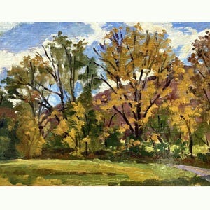 Original Landscape Painting - Autumn Shapes/Berkshires- 10x14 Oil on Panel, Plein Air Impressionist Fine Art, Signed Original Oil Painting