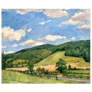 Large Berkshires Landscape Painting - Hills and Sky/Berkshires- 24x28 Oil on Canvas, Plein Air Impressionism, Signed Original Fine Art