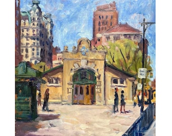 72nd St Station/NYC - New York Cityscape - 10x10 Oil on Panel, Contemporary Impressionist Fine Art, Signed Original
