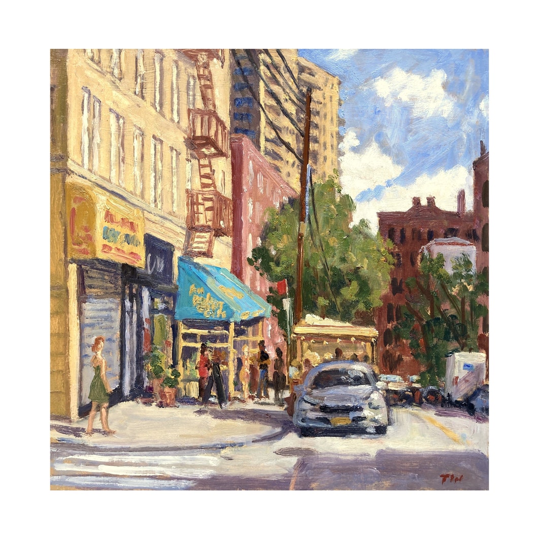 An Beal Bocht Cafe/bronx New York Cityscape Painting 12x12 Oil on Panel