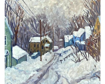 ルーヴシエンヌの雪 - アルフレッド・シスレーの手描き油絵複製、冬の