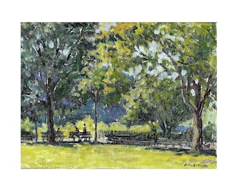 New York Landscape Painting - From Inwood Hill Park/NYC - 8x10 Oil on Panel, American Plein Air Impressionist Fine Art, Signed Original