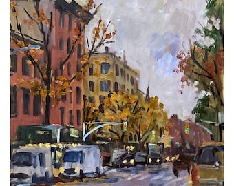 12x12 NYC Oil Painting - Autumn Rain/East Village