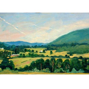 Landscape Painting - Summer Light/Berkshires - 10x20 Oil on Panel, Plein Air American Impressionism, Signed Original
