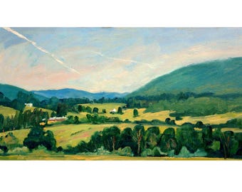 Landscape Painting - Summer Light/Berkshires - 10x20 Oil on Panel