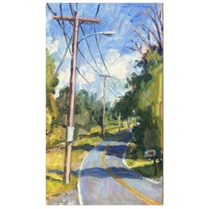 Original Landscape Painting - Summer Road/Berkshires - 8x12 Oil on Panel, Impressionist Plein Air Fine Art, Signed Original
