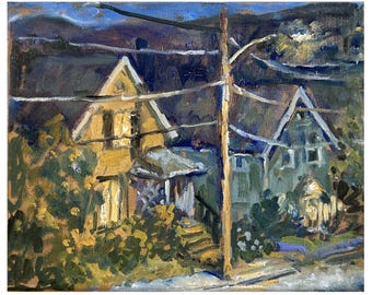 American Nocturne - 8x10 Oil on Canvas, Impressionist Night Scene