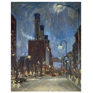 14th Street Nocturne/NYC- 16x20 Oil on Canvas, New York Cityscape Painting, Urban Impressionist Night Scene, Signed Original Landscape