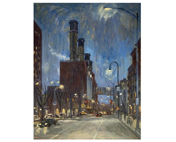 油絵 絵画【夜景の街】 油絵 油彩 油彩画 絵 絵画【夜景の街】 | HIROSHI1990