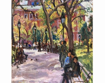 NYC Oil Painting - Springtime in Washington Square Park - 11x14 Oil on Canvas