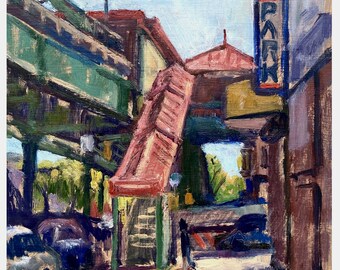 NYC Oil Painting - 215th Street Station/Inwood - Original 10x10 Cityscape