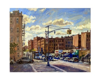 Down Broadway/Inwood NYC - 16x20 Oil on Canvas, New York Cityscape Painting, Impressionist Fine Art, Signed Original Realist Landscape