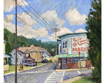 18x18 Original Oil Painting - The Corner Market