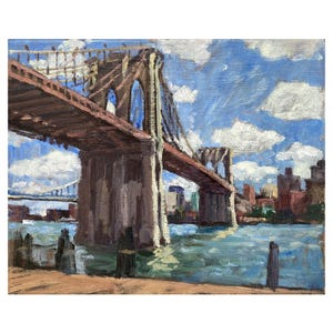 The Brooklyn Bridge/NYC - 8x10 Oil on Linen, New York Cityscape Painting, Plein Air Impressionist Fine Art, Signed Original Oil Painting