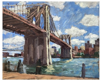 NYC Oil Painting - Afternoon Light/Brooklyn Bridge - Original 8x10 Cityscape