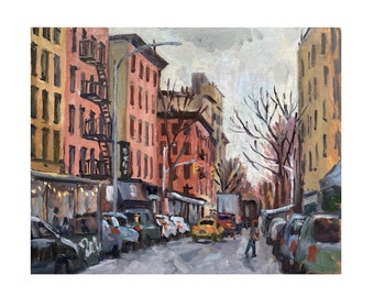 From 6th St/East Village NYC - 8x10 Oil on Panel, Urban New York Landscape, Original Impressionist Cityscape Painting