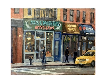 Russ and Daughters /NYC - Original New York City Oil Painting, 8x10 Oil on Linen, Impressionist Landscape, Signed Plein Air Fine Art