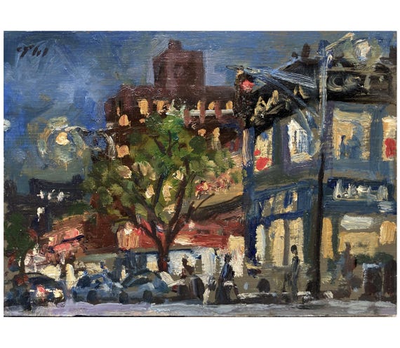 油絵 絵画【夜景の街】 【公式通販】