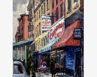 NYC Oil Painting - Economy Candy - Original 9x12 Cityscape