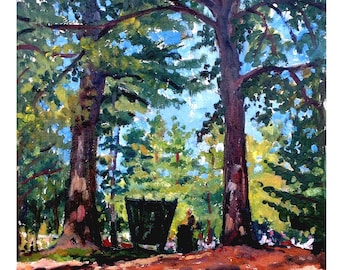 Tanglewood Oil Painting - Under the Pines - Original 10x10 Landscape