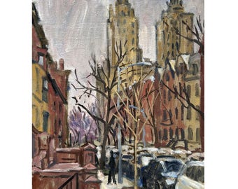 9x12 Cityscape Painting - Winter Light/W 75th St/Upper West Side