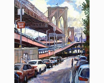 NYC Oil Painting - The Brooklyn Bridge - 18x24 Impressionist Cityscape