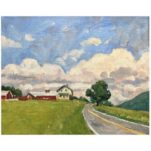 Summer Light/Adams/Berkshires - 8x10 Öl auf Leinen, impressionistisches Original Landschaftsgemälde