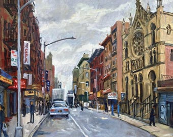 The Synagogue Museum/Eldridge Street - 16x20 NYC Oil Painting