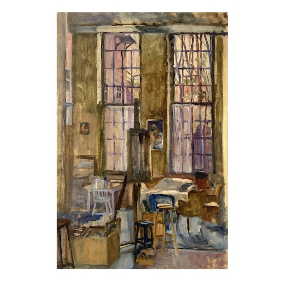Oil Painting Studio Interior - Studio/Autumn Light- 16x24 Oil on Linen, American Realism, Signed Original Fine Art