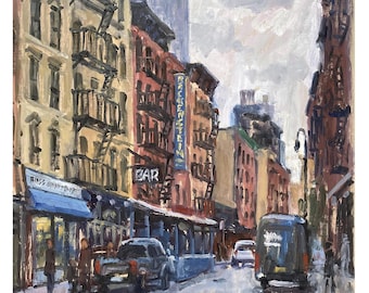 Oil Painting - Up Orchard St/NYC -  Original 12x12 Cityscape