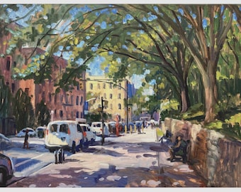 NYC Oil Painting - Broadway Summer Light/Inwood - Original 18x24 Cityscape