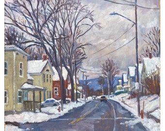 After the Storm/Berkshires - Winter Landscape Painting, 14x14 Oil on linen, Impressionist Snow Scene, Signed Original American Fine Art