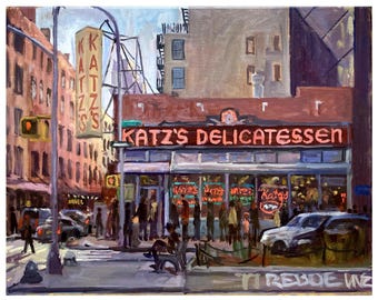 Original NYC Painting - Katz's Deli - 16x20 Oil on Canvas