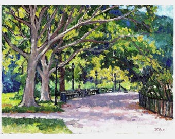 印象派の絵画 - 夏の陰影/ニューヨークのインウッド・ヒル・パーク
