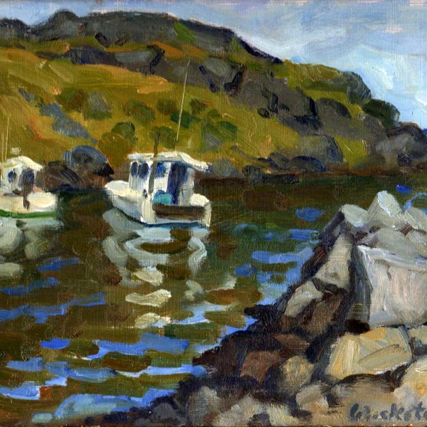 8x10 Oil Painting, Morning in Monhegan Maine. Small American Impressionist Seascape, Framed Landscape, Signed Original Realist Fine Art