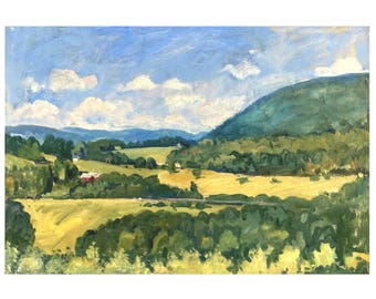 Original Landscape Painting - Summer Shapes/Berkshires - 14x20 Oil on Canvas