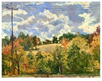 Original Oil Painting - Autumn Hillside - 11x14 Berkshires Landscape