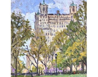NYC Landscape Painting - Springtime/Central Park - 8x10 oil on panel