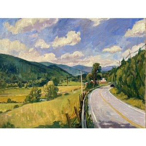 Großes Landschaftsgemälde - Summer Light/Northern Berkshires - 28x40 Öl auf Leinwand, impressionistisches Original Kunstwerk
