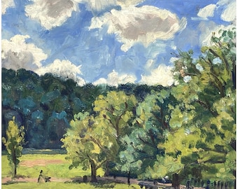 Small Landscape Painting - Summer Light/Inwood Hill Park - 6x7 Oil on Panel