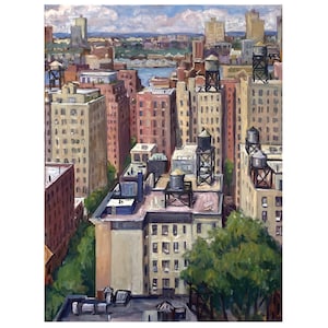 Large Oil Painting Cityscape - From W 74th St/NYC- 18x24 Oil on Linen, Upper West Side Fine Art, Signed Original New York Impressionist Oil