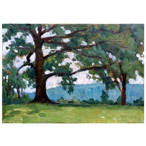 Tanglewood Landscape Painting- Summer Light/Berkshires- 5x7 Oil on Panel, Small Plein Air Impressionist Oil, Signed Original