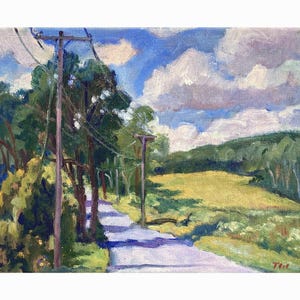 Original Landscape Painting - Summer Road/ Stockbridge/Berkshires - 8x10 Oil on Linen, Impressionist Plein Air Fine Art
