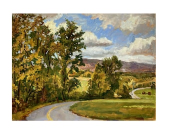 Large Autumn Landscape Painting -  October Light/Berkshires- 18x24 Oil on Linen, American Plein Air Impressionist Fine Art, Signed Original