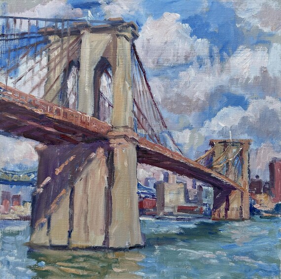 ニューヨーク　ブルックリン橋　油絵 Amazon.co.jp: 都市壁アート ニューヨーク油絵 ブルックリン橋