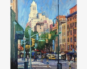 Pintura a óleo 16x20 NYC - Luz da manhã na Rua 14